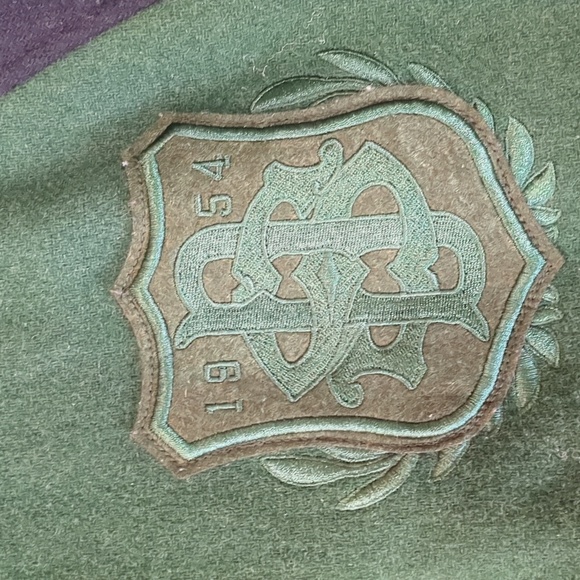 Superdry Upstate Bomber Jacket Dark Pine Green / Navy Wool Blend size M - Picture 3 of 11